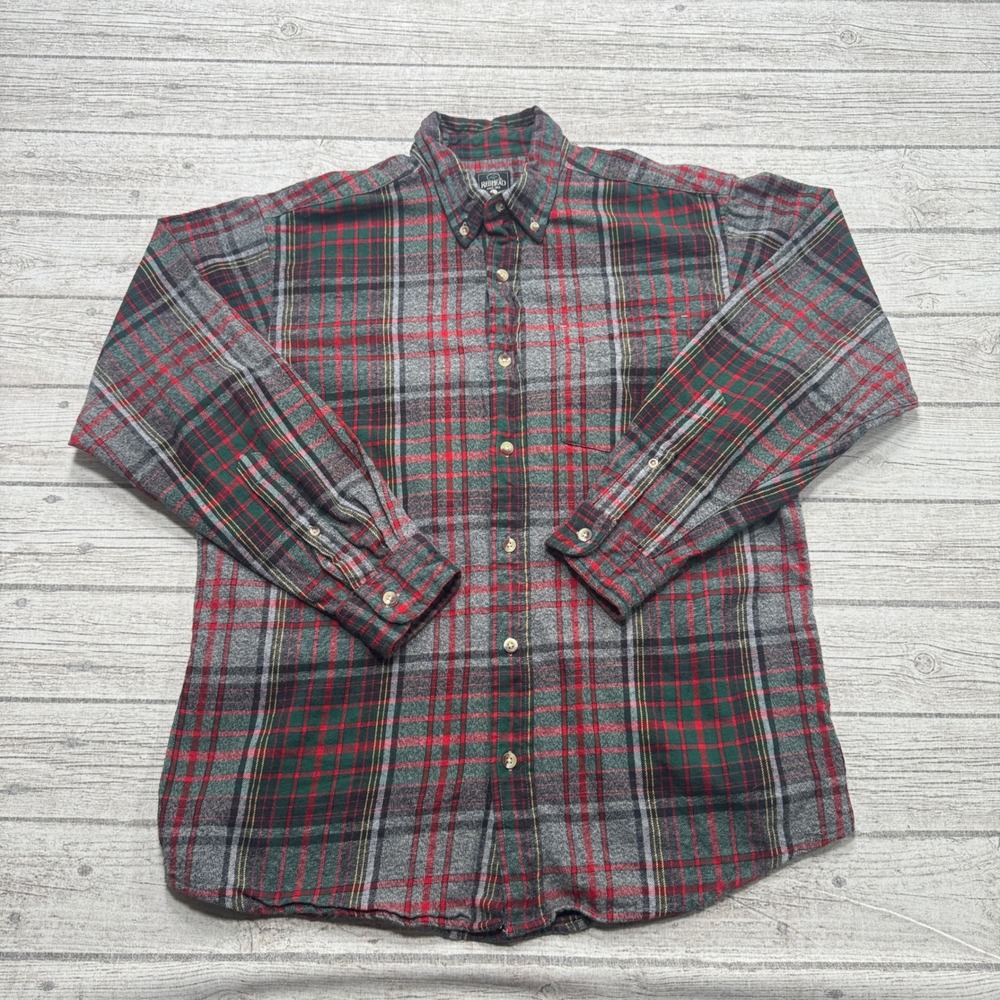 RedHead Flannel Shirt Men's L Red Buffalo Plaid Long Sleeve Button Down Workwear